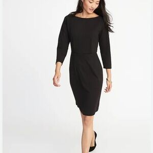 Gap Ponte Sheath Dress Black 3/4 Sleeve Boatneck 6